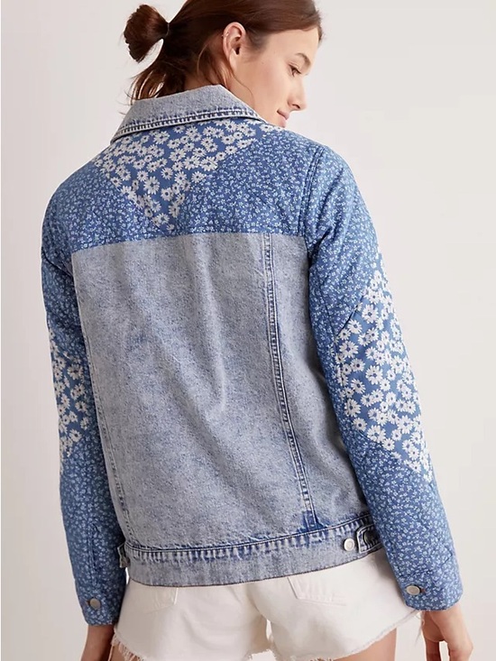 Avec Les Filles Jackets & Blazers - Avec Les Filles Patchwork Denim Jacket Size Small